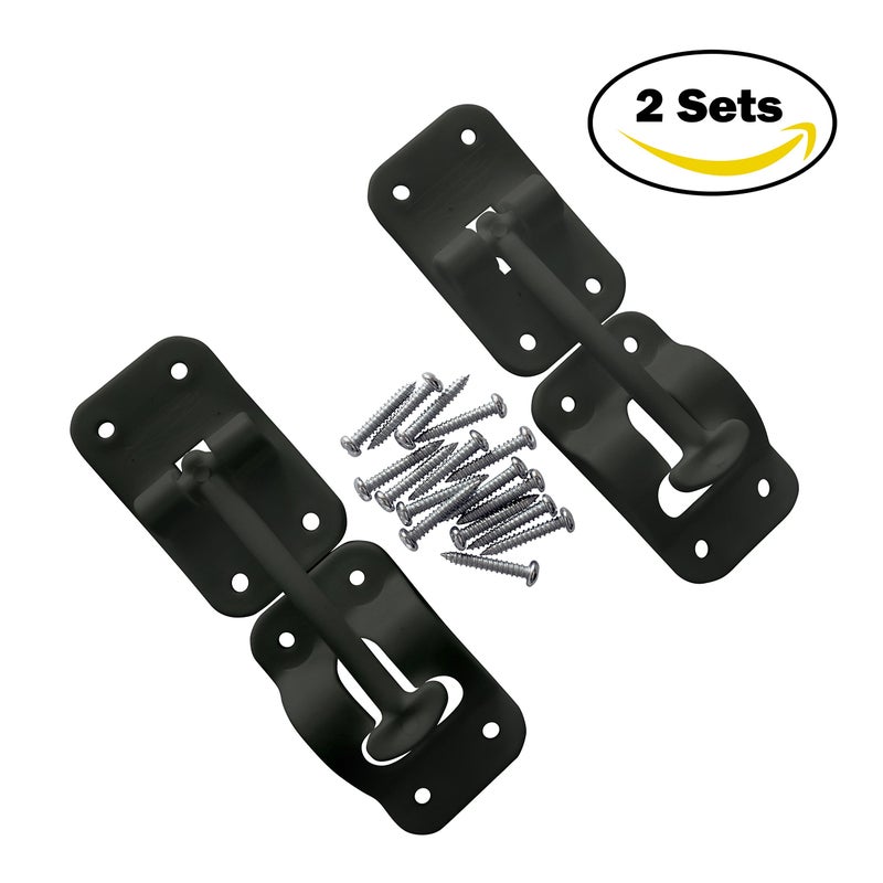 Camp'N 3 1/2" RV Door Holder and Latch - Camper & Trailer Door Catch - T Style OEM - Black 2 Pack with Hardware - Image 2